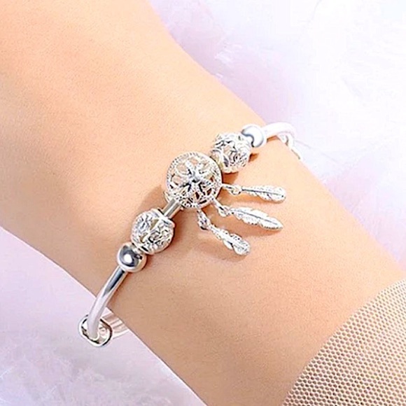 Dreamcatcher Sterling Silver Bangle Bracelet - Picture 8 of 13